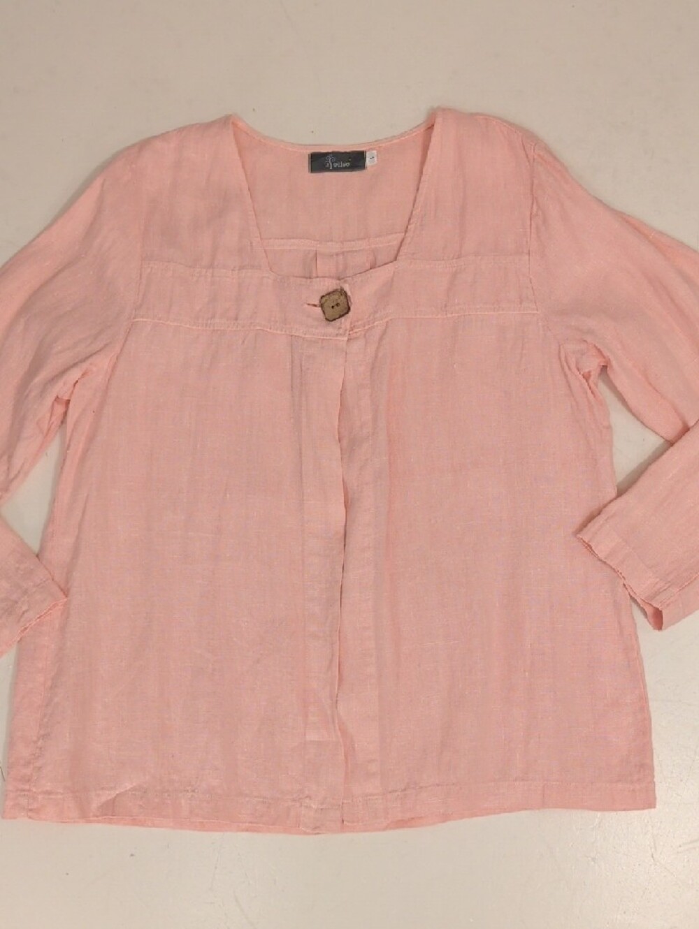 Willow Pastel Pink Button-Front Linen Shirt Jacket USA Made Candy Bubble Gum Clr - Picture 9 of 11